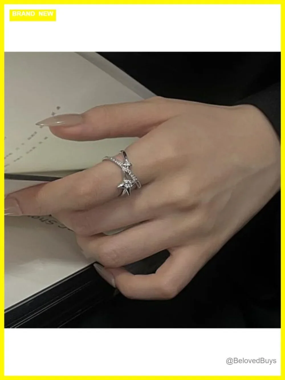CZ Star Cross Adjustable Open Stacking Rings Set Stackable Knuckle Rings